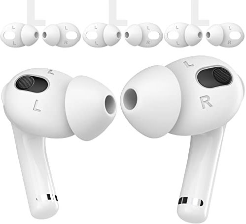 AhaStyle 3 pares de fundas de silicona antideslizantes para AirPods 3 2021 (no cabe en la funda de carga) compatibles con Apple AirPods 3 2021 (3 pares grandes, blanco)