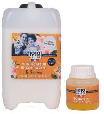 1919 by MAULER - Vitrificateur Biosourcé Bi-composant « Le Suprême » -Satiné Incolore -2,5L- Anti-rayure, Tache et Usure - Pour Parquet Bois, Sol Stratifié, Liège - 4h de séchage entre chaque couche