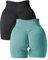 Abonlen Damen Scrunch Nahtlose 2-teilige Workout-Shorts Hohe Taille Yoga Shorts Gym Laufen Athletic Biker Shorts, Schwarz-salbeigrün, Klein