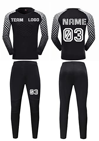 LJYTMZ Benutzerdefiniert Torwart Trikots für Erwachsene Kinder Heim/Auswärts Torwarttrikot Set mit Name Nummer Team Logo Torwartset