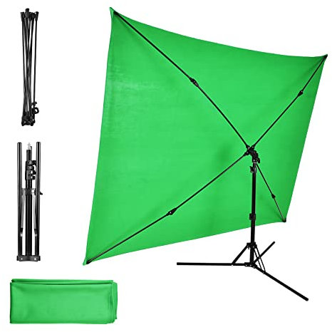 Andoer 2x1.5m/ 6.5x4.9ft Blanc Photo Toile de Fond Photographie Fond Écran avec Trépied Réglable Support en Forme de Croix pour Streaming Gaming Studio Photographie