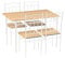 IPOTIUS Esszimmer-Set mit Esstisch und 4 Stühlen, Esstisch und Stuhl aus Buchenholzmaserung, weiße Metallbeine, für Esszimmer, Küche, Wohnzimmer