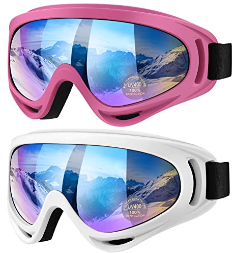 Vatefery Ski Goggles - Anti-glare, Anti-fog Snowboarding & Skiing Goggles 2-Pack for Men, Women, Kids & Youth