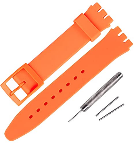 Rihahisy Bracelet de montre de rechange en caoutchouc de silicone pour Swatch, 17 mm, Silicone