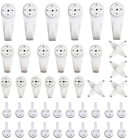 TRKETK 42 Pezzi Ganci da Parete Antitraccia, Invisibili per Appendere Quadri, Specchio, Foto e Dipinti Senza Chiodi (5 Dimensioni)