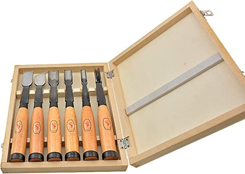 Wood Carving Knife Set Handmade Wood Carving Knife, 10-Piece Set of chisels Carving chisels, Tools with Front Steel Blade + Solid Wood Handle, Wooden Toolbox