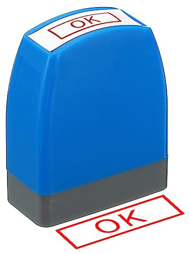PATIKIL OK Stempel Selbstfärbend Rot Tinte Büro Briefmarken Vorgefärbter Nachrichten Stempel Nachfüllbarer Geschäftsstempel Stil 1 Blau