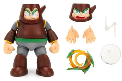 Jada Toys Mega Man Figur Wood Man (11,5 cm) - bewegliche Sammel- und Actionfigur aus der Videospiel-Serie Megaman, mit alternativem Kopf, Händen und Zubehör, für Fans & Sammler ab 13 Jahre