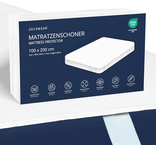 JACOBSON Matratzenschoner 100 x 200 cm - wasserdichte Matratzenauflage - atmungsaktiver Matratzenschutz (100x200cm)