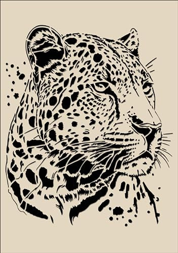 Pochoirs animaux n°1 - Grand format - Décoration murale en plastique réutilisable (léopard-1, XL)