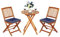 COSTWAY 3tlg. Balkonmöbel Set, Bistrotisch mit 2 Stühlen, klappbares Balkonset aus Akazienholz mit 2 Kissen, Bistroset, Gartengarnitur, Gartenmöbel, Sitzgarnitur, Sitzgruppe für Garten, Balkon (Blau)