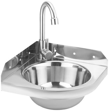 Lavello Ad Angolo Triangolari In Acciaio Inox Lavello Vasca Singola Lavabo Con Montaggio A Parete Lavello Con Rubinetto Ideale Per Camper Barca Bagno Cucina (Edelstahl 201)