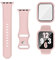 Joehwerr Cinturino 3 in 1 per Apple Watch da 40 mm, 41 mm, 44 mm, 45 mm, con custodia e pellicola protettiva, cinturino sportivo in silicone e custodia protettiva con vetro temperato 9H, per iWatch