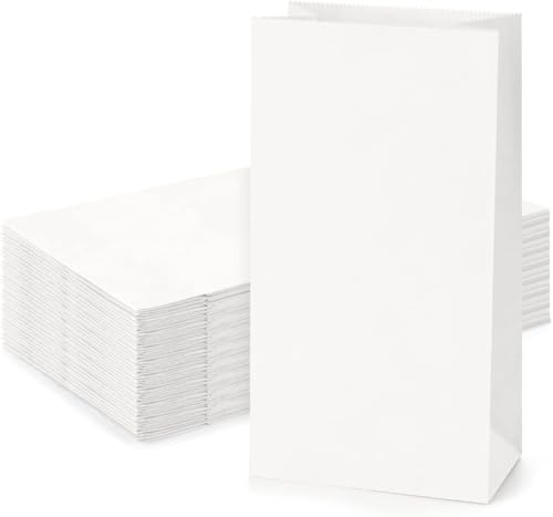 Große weiße Papiertüten für Snacks, zum Mitnehmen, Brot-Verpackung, 15 x 9 x 28 cm, für Sandwich, Einzelhandel, Geschenkverpackung, für Shopping, Party, Bastelprojekte, 50 Stück