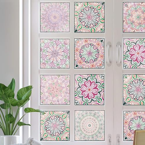 Targawerelax 24 pcs Fliesenaufkleber KüChe, Klebefliesen KüChe, Fliesenfolie Bad, Vinyl Selbstklebende Fliesen, Klebefolie KüChe Fliesenfarbe Badezimmer Spritzschutz Wand, Rosa Barock