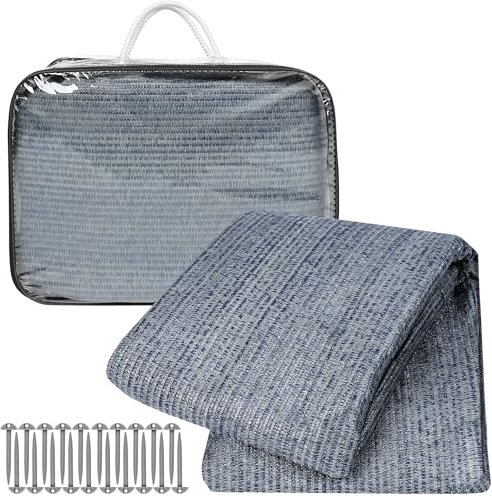 PEILU Zeltböden 400 x 500cm Vorzeltteppiche Faltbare Campingteppich 240g/m² HDPE Zeltteppiche Campingmatte Outdoor mit Nageln, Löchern & Tragetasche für Camping Picknick Strand