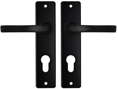 AXA Türbeschläge set - Edge Basic Blok | Türklinken Innentüren mit Langschild, Mit Zylinderloch, Schwarz, PC72