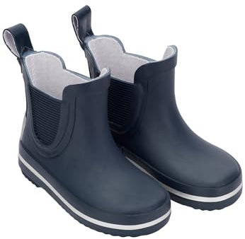 Mikk-line Stivali corti in gomma per bambini, a piedi nudi, stivali da pioggia, resistenti alle intemperie, impermeabili, alla caviglia, con suola antiscivolo, Blu notte, 21 EU