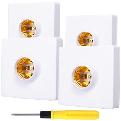 Acmerota E27 Screw Light Bulb Socket Holder 110-250V 6A E27 Lamp Holder Base Ultra-Thin 2.2CM E27 Wall Socket Edison Screw E27 Bulb Holder for Ceiling Light Fitting