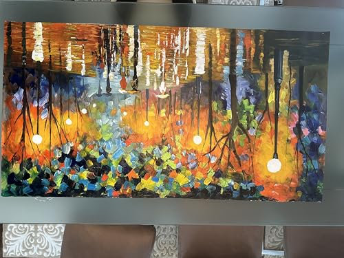 Ölgemälde auf Leinwand Stille Reflexionen - Bilder Leinwand - Leinwand handgemalt - Leinwandbild Abstrakt (Großstadt, 80x160)