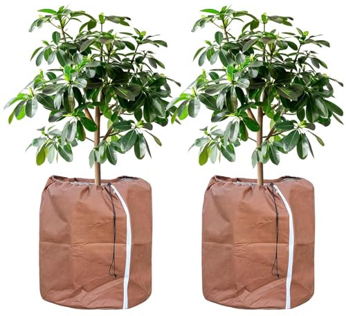 Tesmotor Thermo Topfschutz, Topfpflanzen Schutzbeutel für Pflanzen, Winter Topfschutz mit Zugband 2 Stück - 60 x 90 cm