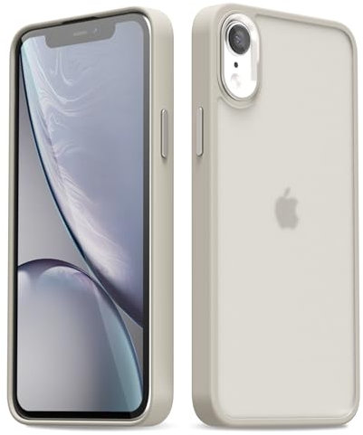 oakxco for iPhone XR Case Clear Hard Shell, Slim Thin Matte Transparent Plastic Cover & Protective Soft Silicone Rubber TPU Bumper, Girly Cute Phone Case for Women Girls, Beige Titanium