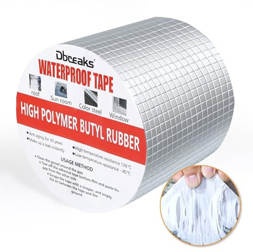 DBREAKS Ruban adhésif étanche en butyle en aluminium - 150 mm x 10 m x 1,5 mm - Ruban adhésif en aluminium autocollant - Ruban d'étanchéité en butyle - Toit plat - Ruban adhésif en caoutchouc butyle