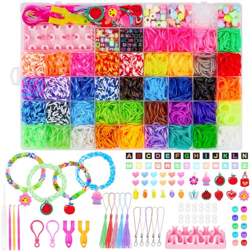 Sofore Loom Bänder Set Mit 54 Rastern & 5000+ Bunte Gummibänder - Gummibänder für Armbänder, Loom Bänder für Kinder und Mädchen