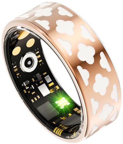 Smart Ring Damen Gold Smartringe für Damen Herren Smart Ring Android iOS Fitness Ring Schlaftracker Smartring Pulsmesser Health Tracker Schrittzähler Aktivitätstracker Fitnessring Rosegold