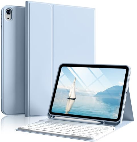 SZPSGC Keyboard Case for iPad (A16) 11th/10th Generation 2025/2022 11/10.9 inch, Smart Folio Cover with Pencil Holder, Detachable Wireless Bluetooth iPad Keyboard Case, Blue