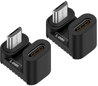 Strhowill 2Packs typeC Female to Micro USB Male 180 Degree U-Shaped Angle Up Connector for Charging or Data Transfer, 480Mbps 5V 2A(U-Shaped Angled Up 2Pcs)