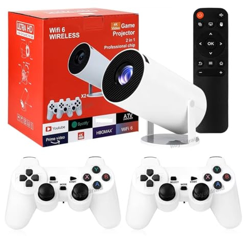 Hy300 Retro Video Game Consoles Mini Portable Intelligent ProjectorHome Projector Android11 System 1080P 64GB Games For Gifts