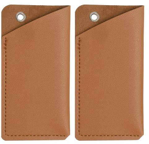 sourcing map 2pcs Leather Knife Sheath 4.72 x 2.36 Leather Pocket Knife Sheath with Hole for Folding Knife Camping Hunting Outdoors, Deep Brown
