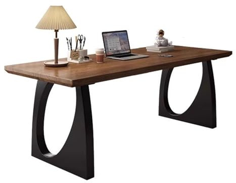 ZENGXJYCQINGJIANG Gaming Desk Solid Wood Desk Spacious Study Writing Modern Walnut Color Rectangle Dining Table(XL)