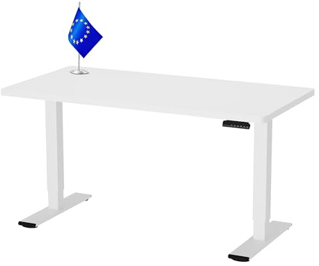 FLEXISPOT Höhenverstellbarer Schreibtisch – Made in der EU – Dual-Motor Sitz-Steh-Tisch 160×80 cm mit Stabiler Konstruktion für ergonomisches Arbeiten im Homeoffice & Büro(weiß)