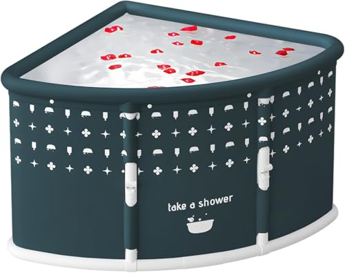 Fächerförmige faltbare Badewanne für Erwachsene – Tragbare Faltwanne, Duschkabinen-Badewanne, Eckdesign faltbare Eisbadwanne