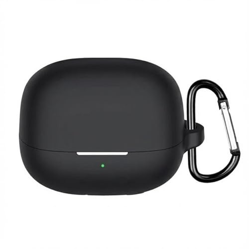 Techsuit für Xiaomi Buds 5 Pro Hülle mit Silikon, Glatte Ultradünne Material, Stoßfest, Kratzfest, Kabelloses Laden Kompatibel, Karabiner, Schwarz