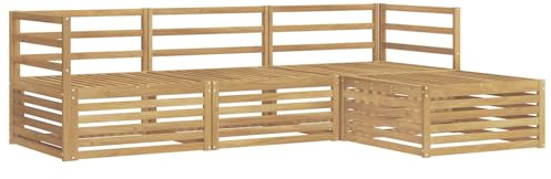 vidaXL Outdoor-Sofagarnitur 4 pcs Weiß Massivholz Akazie, Garten Sofa, modernes Lounge Set, entspanntes Terrassenmöbel für chillige Stunden, bequem und stylisch