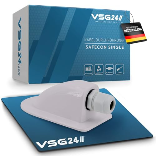 VSG24 SAFECON Single Kabeldurchführung Weiß – wasserdicht, UV- & witterungsbeständig, kompakt für Wohnmobil, Camper, Transporter, Rückfahrkamera, Solar & Antenne