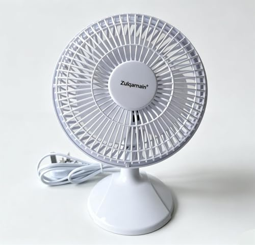 A2Z 6 Inch Desk Fan Portable Table Fan with Adjustable Tilt 2 Speed Setting | UK 3 Pin Plug Personal Cooling Fan for Home Office & Bedroom White