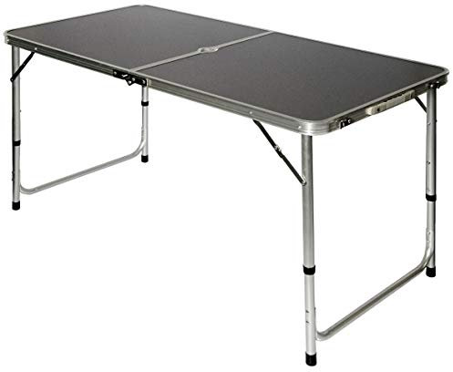 AMANKA Tavolino da PIC-nic 120x60x70cm Tavolo da Campeggio in Alluminio Altezza Regolabile Pieghevole Formato Valigia Grigio Scuro