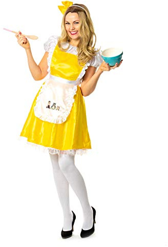 SoWest Adult Golden Ladies Fancy Dress Costume – Women’s Fairytale Storybook Outfit with Matching Headband | Elegant Gold Costumes for World Book Day, Book Week & Themed Party Events - S