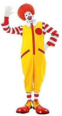 Adults Ronald The Clown Boilersuit & Accessories Halloween Circus Fancy Dress Costume