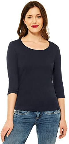 Street One Damen A317588 Basic T-Shirt mit 3/4 Arm, Deep Blue, 38