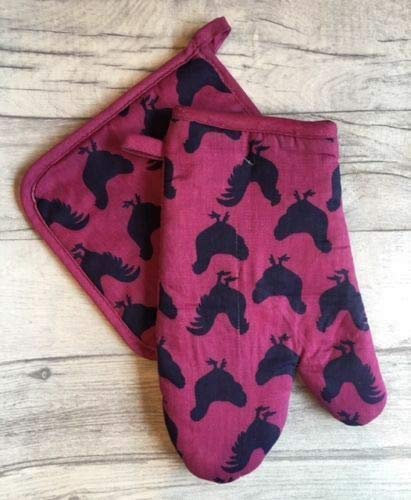 ZF SUPER QUALITY SINGLE OVEN GLOVES MITT 100% COTTON FLORAL NOVELTY KITCHEN COOKING (Chicken)