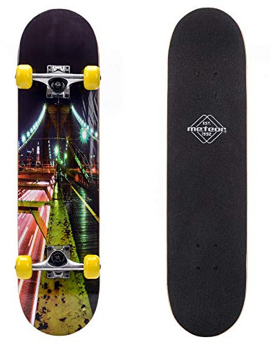 meteor Holz Skateboard Kinder - Mini Cruiser Kickboard - Skateboard Rollen Board Old School Holz Deck Retro Skateboard Jungen - Kinder Mini-Board