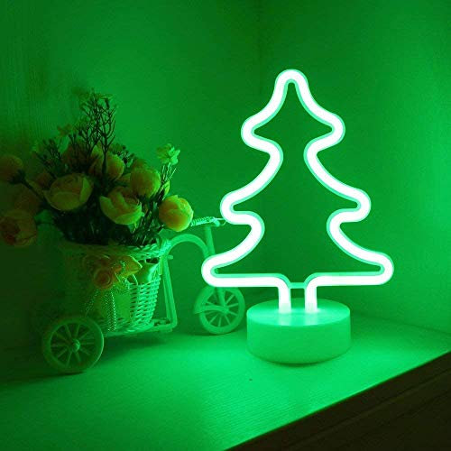 LED-Weihnachtsbaum Neonlicht Zeichen Neon Schilder Lampen Blitz Neon Lights warmes Weiß Dekor-Blitz Neonlichter Batterie/USB Powered Nachtlicht für Weihnachten Kinderzimmer Wohnzimmer Hochzeit Dekor