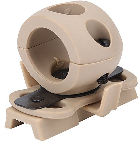 Helmet Light Holder, Plastic Flashlight Holder for Helmet Torch Mount Flashlight Bracket Helmet Light Mount Tactical with 2 Screws for Airsoft Combat Games Hunting(Tan)