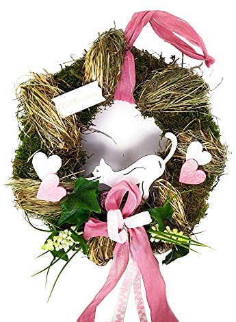 CREAFLOR HOME Türkranz Ø 30 cm Katze, rosa weiß