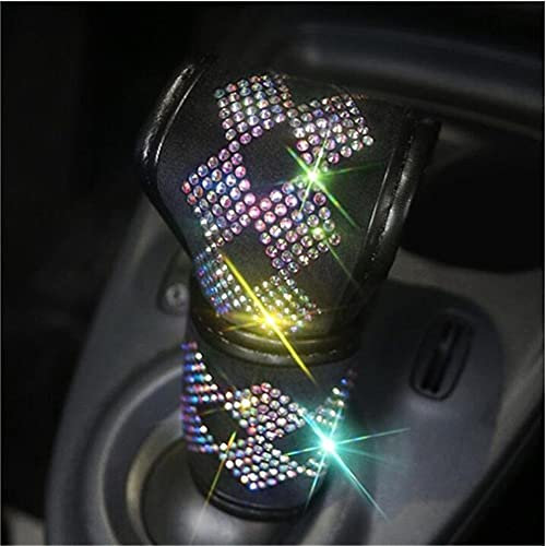 Auto Gear Schaltknauf Abdeckung Bling Bling Shiny Bunt Auto Schaltknopf Schutz Diamant Abdeckung Luxuriös Diamant Strass Universal Auto Shift Gear Abdeckung Auto Deko Glitzer für Frauen Mädchen